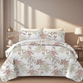 thumbnail image 1 of Davulos 3 Pieces Quilt Set Full/Queen Size,Pink Floral Reversible Bedspread Coverlet Set Soft Microfiber Lightweight Bed Cover for All Season, 1 of 8