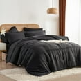 thumbnail image 1 of Davulos 5 Piece Full Comforter Set ,Black Bed in a Bag Soft Microfiber Complete Bed Set for Women Teen ,Grid Pinch Pleat Bedding Set for All Season, 1 of 8