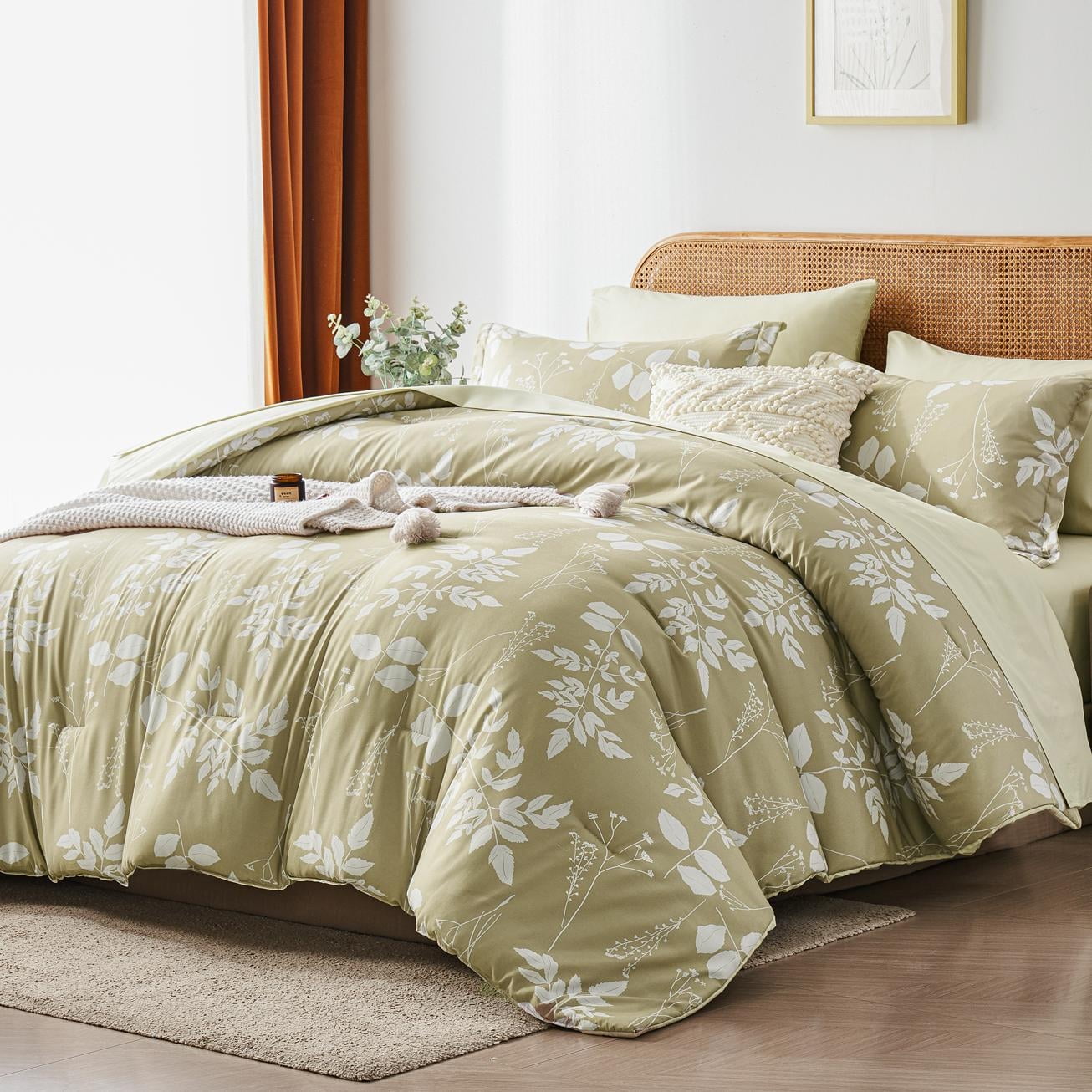 Davulos 7 Piece Bed in a Bag Full, Floral Full Size Comforter Set for ...