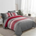 thumbnail image 1 of Davulos 7 Pieces Comforter Set King Size Boho Red Grey Stripes Bedding Set Modern Art Bed in a Bag King for Women Men Teens Bedroom Decorations, 1 of 7