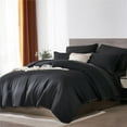 thumbnail image 1 of Davulos Bed in a Bag King Size 7 Piece Black Comforter Set Soft Microfiber Waffle Weave Textured Complete Bedding Set, 1 of 7