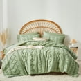 thumbnail image 1 of Davulos Boho Comforter Set Queen ,7 Pieces Bed in a Bag Green Tufted Queen Size Comforter Shabby Chic Embroidery Bed Set ,Soft Geometric Pattern Bedding Queen for All Seasons, 1 of 9