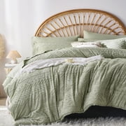 Davulos Boho Queen Comforter Set 7 Pieces Bed in a Bag Green Bedding Set with Comforter, Flat Sheet, Fitted Sheet, Pillowcases & Shams