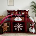 thumbnail image 1 of Davulos Christmas Quilt Set King Size,3 Pieces Snowman Gingerbread Print Buffalo Plaid Patchwork Bedspread, Lightweight Coverlet Set for Home Holiday Xmas Decor, 1 of 9