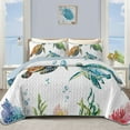 thumbnail image 1 of Davulos Coastal Quilt Set King Size Beach Quilt Bedding Set 3 Piece Reversible Summer Ocean Bedspread Coverlet Lightweight Microfiber for All Season, 1 of 7