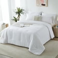 thumbnail image 1 of Davulos Queen Size Comforter Sets,3 Pieces White Comforter Bedding Set Soft Lightweight Bed Set with 2 Pillow Shams for All Season, 1 of 7