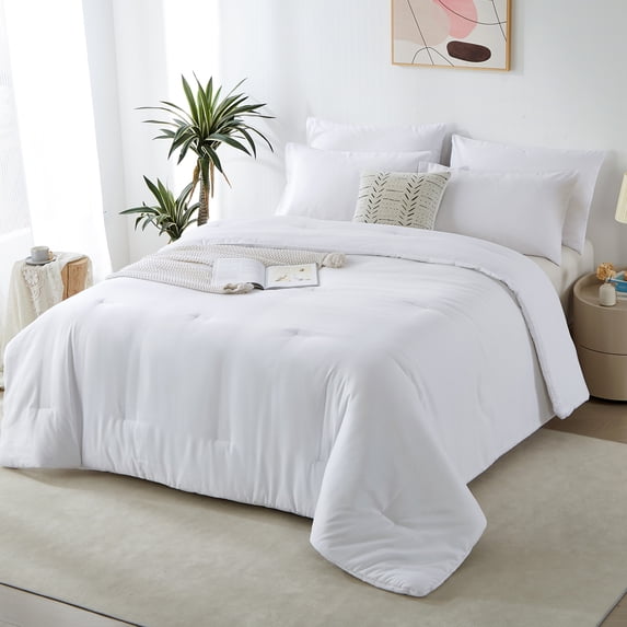 Davulos White Comforter Set King Size,3 Pieces Modern Lightweight King Bedding Comforters Sets with Pillowcase Cozy Bed Set for All Season