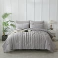 thumbnail image 1 of Davulos Comforter Set King Size Grey 7 Pieces Boho Striped Bed in a Bag Shabby Chic Bedding Comforter Sets Microfiber Tufted Bed Set for All Season, 1 of 7