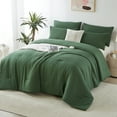 thumbnail image 1 of Davulos Dark Green Comforter Set Twin, 2 Pieces Solid Lightweight Bedding Comforter Set, All Season Fluffy Bed Set, 1 of 10