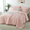 thumbnail image 1 of Davulos Twin Comforter Set with Pillowcase ,2 Pieces Soft Pink Bedding Set Bed in a Bag Solid Color for All Season, 1 of 7