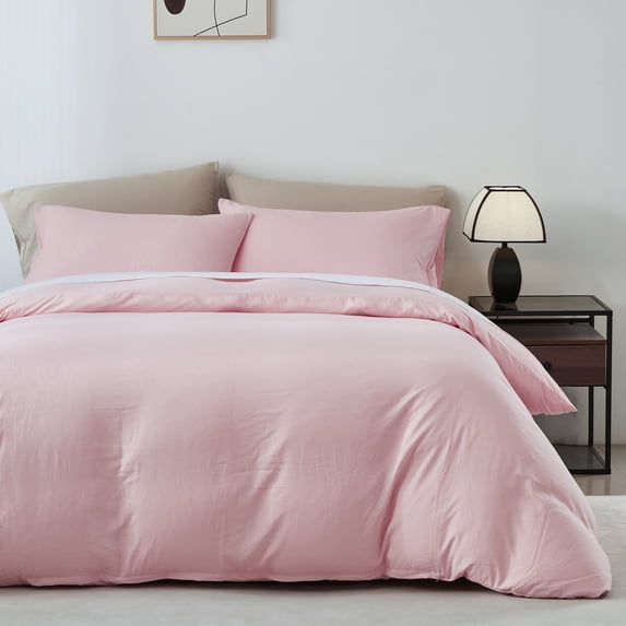 Davulos Duvet Cover Set Twin,2 Pieces Modern Bedding Set for Adults Teens Soft and Breathable Comforter Cover and Pillow Shams,Pink
