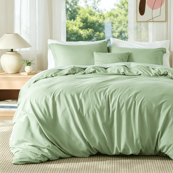 Davulos Duvet Cover Set Twin,2 Pieces Modern Bedding Set for Adults Teens Soft and Breathable Comforter Cover and Pillow Shams,Sage Green