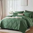 thumbnail image 1 of Davulos King Comforter Set,7 Pieces Bedding Comforter Sets King Size Dark Green Bed in a Bag for All Season, 1 of 6