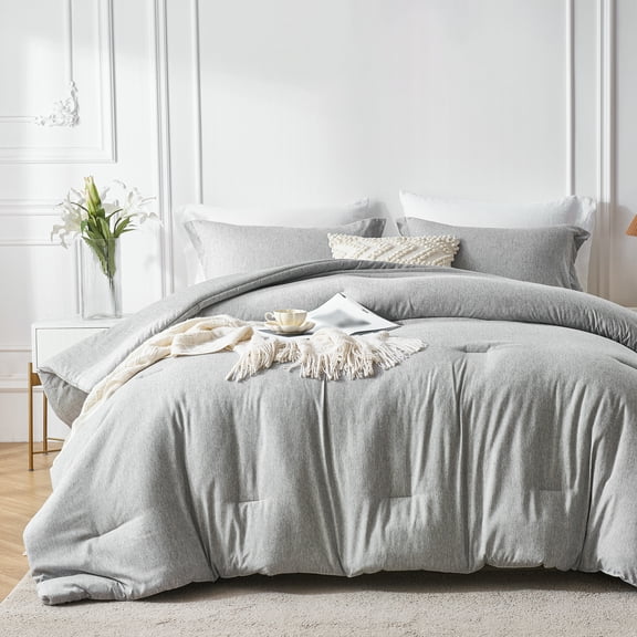 Davulos King Size Comforter Set - 3 Pieces Dark Grey Soft Luxury Cationic Dyeing Bedding Comforter For All Season, Breathable Lightweight Fluffy Bed Set with 1 Comforter and 2 Pillow Shams