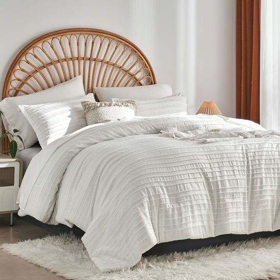 Davulos King Size Comforter Set 7-Piece Bed Set for All Seasons White Bed in a Bag with Comforter, Sheets, Pillowcases & Shams