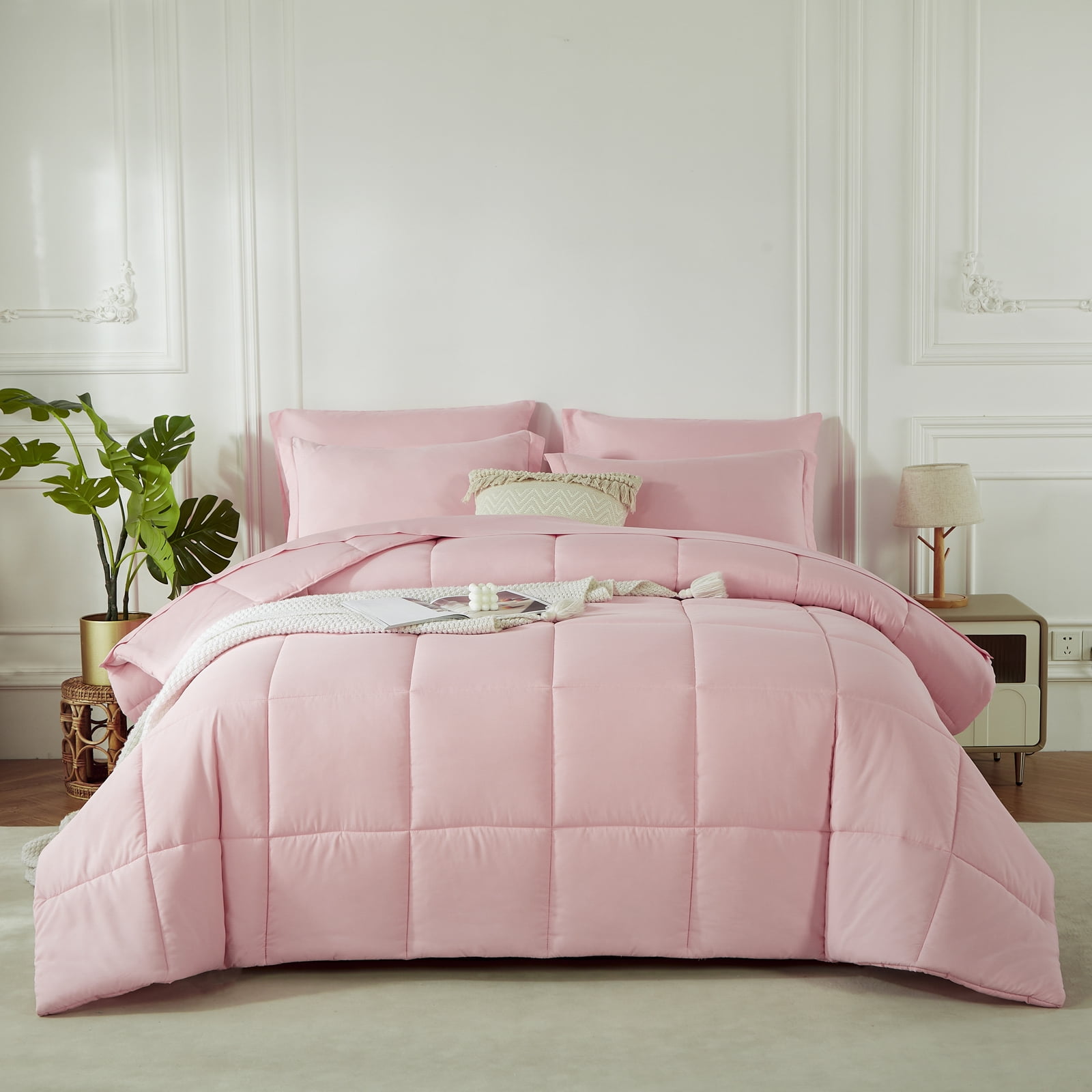 Davulos King Size Comforter Set 7 Pieces Bed in a Bag Pink King Bedding ...
