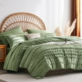 thumbnail image 1 of Davulos King Size Comforter Set,7 Pieces Tufted Sage Green Bed in a Bag Bohemian Bedding Sets with Comforter,Sheets,Pillowcases & Shams, 1 of 9