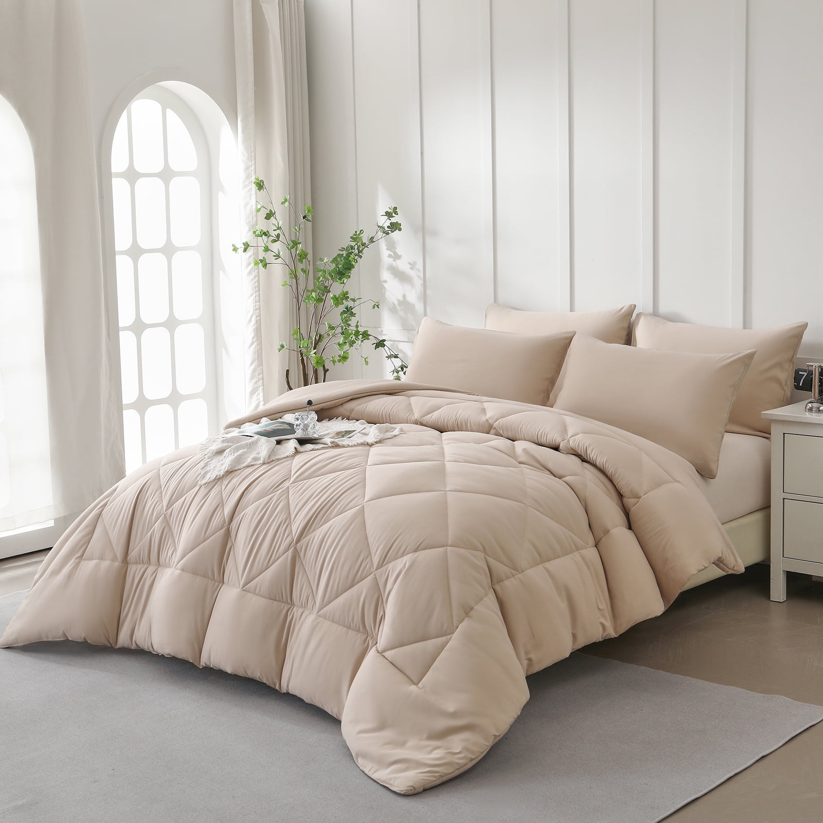 Davulos King Size Comforter Set Beige 7 Pieces Bed in a Bag King ...