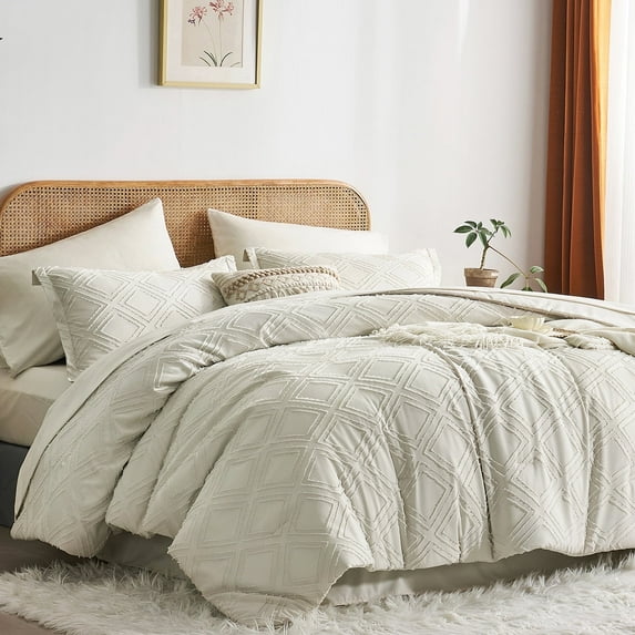 Davulos King Size Comforter Set Beige, 7 Pieces Bed in a Bag with Comforter Sheets Pillowcases & Shams ,Lightweight King Bedding Sets