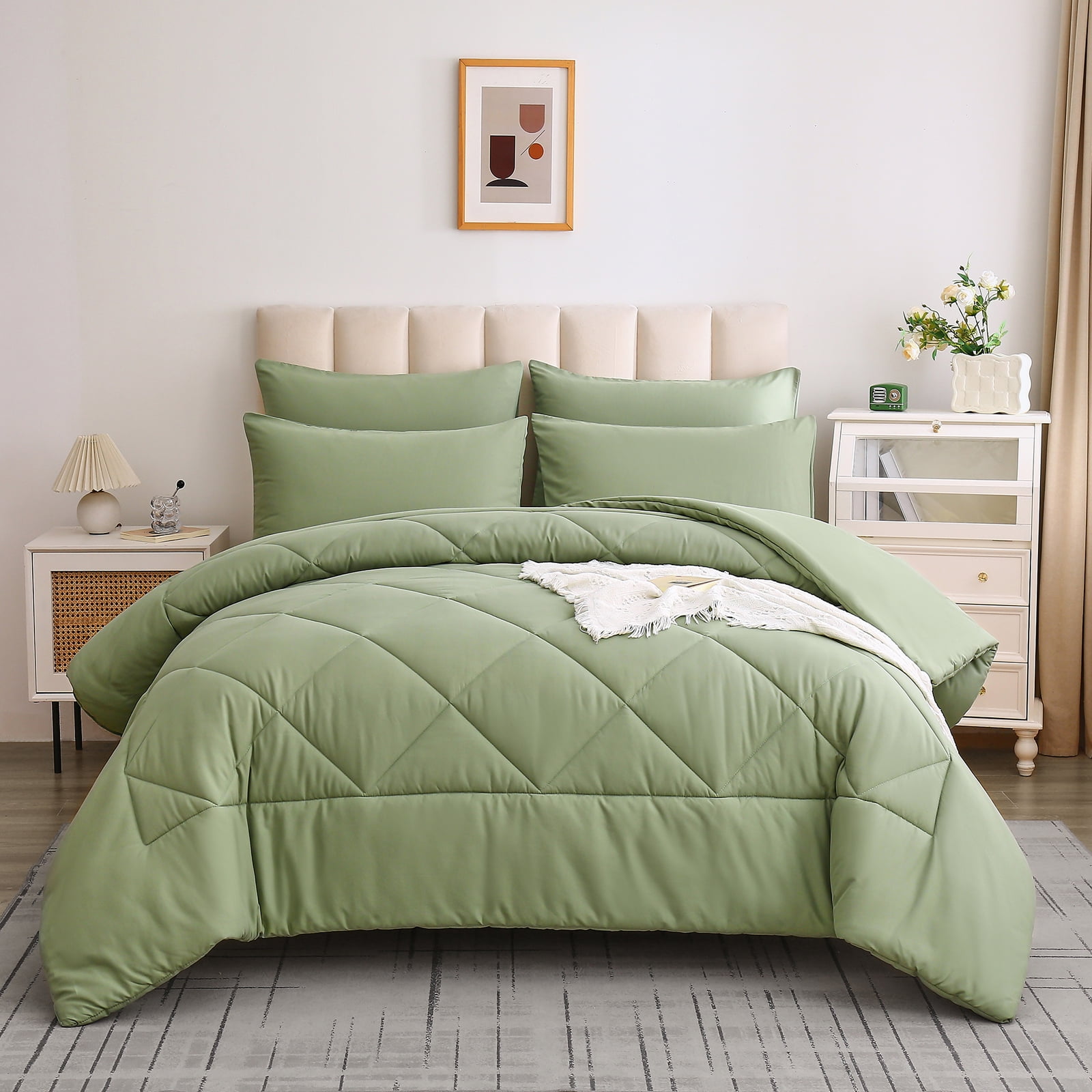 Davulos King Size Comforter Set Green 7 Pieces Bed in a Bag King ...