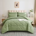 thumbnail image 1 of Davulos King Size Comforter Set Green 7 Pieces Bed in a Bag King, Luxury Soft Bed Set for All Seasons, Bedding Set with Down Alternative Comforter, Sheets, Pillowcases & Shams, 1 of 7