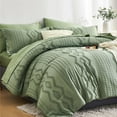 thumbnail image 1 of Davulos King Size Comforter Set Green，7 Pieces Chic Bedding Sets Soft Bed in a Bag for All Seasons, 1 of 9