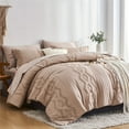thumbnail image 1 of Davulos King Size Comforter Set Khaki，7 Pieces Chic Bedding Sets Soft Bed in a Bag for All Seasons, 1 of 8