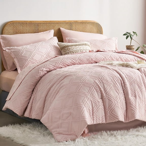 Davulos King Size Comforter Set Pink, 7 Pieces Bed in a Bag with Comforter Sheets Pillowcases & Shams ,Lightweight King Bedding Sets