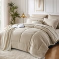 thumbnail image 1 of Davulos King Size Comforter Sets Bed in a Bag, 7 Pieces Comfortable Bedding Sets,King Bed Comforter Sets With Sheets,Beige, 1 of 8