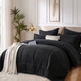 thumbnail image 1 of Davulos King Size Comforter Sets Bed in a Bag, 7 Pieces Comfortable Bedding Sets,King Bed Comforter Sets With Sheets,Black, 1 of 8