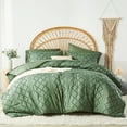 thumbnail image 1 of Davulos King Size Comforter Sets Dark Green Bed in a Bag 7 Pieces Boho Tufted Bed Set for All Seasons, Shabby Chic Embroidery Bedding with Comforter, Sheet, Pillowcases & Shams, 1 of 7