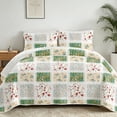 thumbnail image 1 of Davulos Patchwork Quilt Set Full/Queen Size, 3 Pieces Green Red Floral Plaid Summer Bedspread Coverlet Set, Soft Microfiber Reversible Lightweight Bed Cover for All Season, 1 of 9