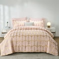 thumbnail image 1 of Davulos Pink Queen Comforter Set 7 Pieces,Geometric Luxury Bed in a Bag for Bedroom,Bedding Sets with Comforters,Sheets,Pillowcases & Shams, 1 of 9