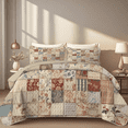 thumbnail image 1 of Davulos Plaid Floral Patchwork Quilt Set Queen Size,3 Pieces Soft Microfiber Summer Bedspread Coverlet Bedding Set for All Season, 1 of 8