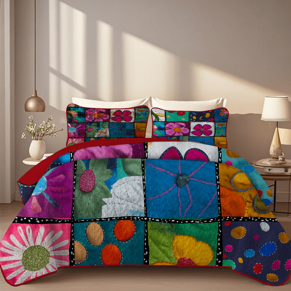 Davulos Plaid Patchwork Quilt for Twin Bed,2 Pieces Reversible Microfiber Summer Bedspread Coverlet Bedding Set for All Season(1 Quilt,1 Pillow Shams)