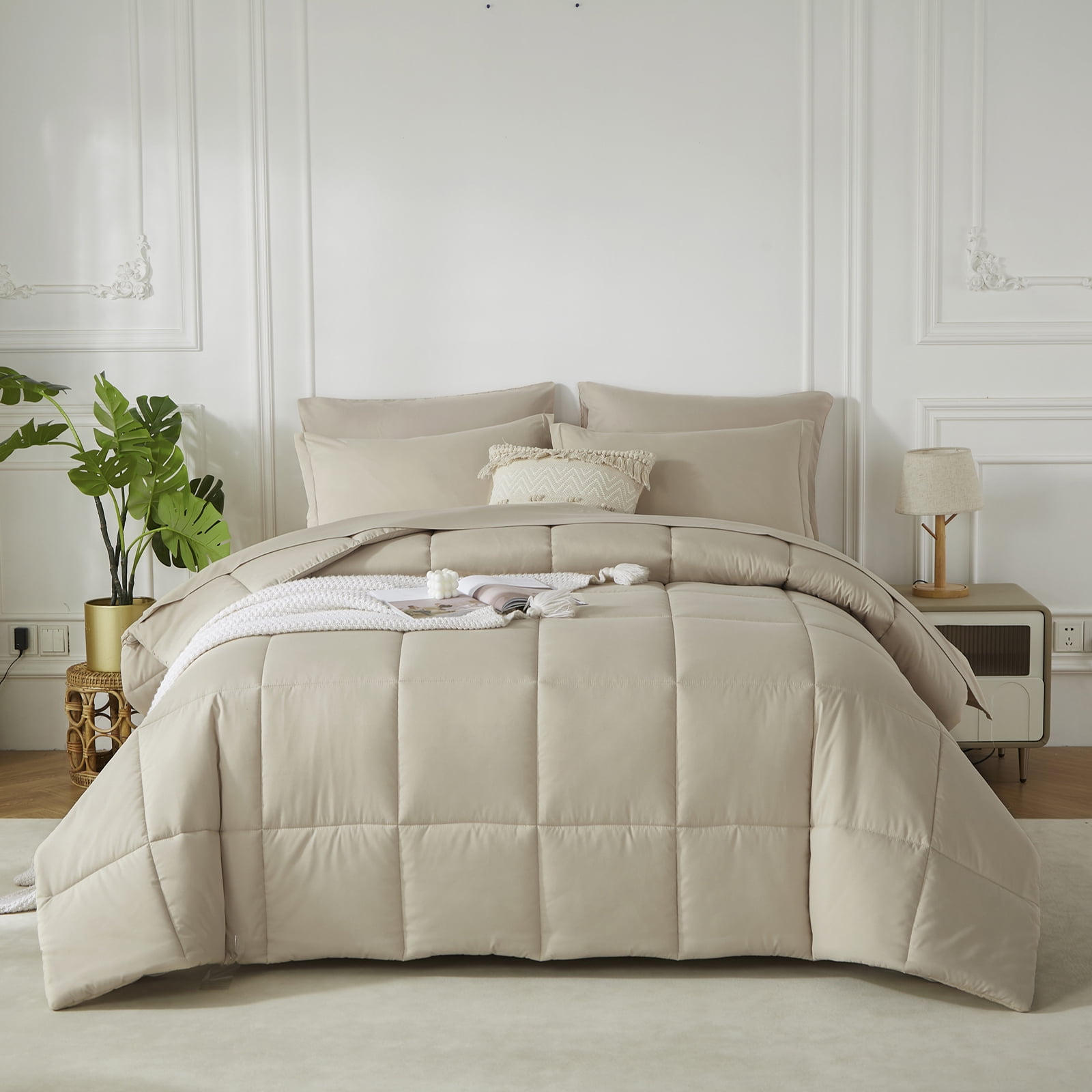 Davulos Queen Comforter Set 7 Pieces Bed in a Bag All Season Black ...