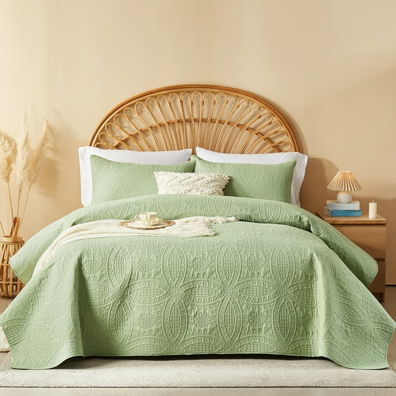 Davulos Queen Quilt Bedding Set,Sage Green Full/Queen Quilt Set Lightweight Soft Bedspread Coverlet Bed Sets with Quilt,Pillow Shams
