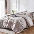 thumbnail image 1 of Davulos Queen Size Comforter Set - 3 Pieces Khaki Gray Soft Luxury Cationic Dyeing Bedding Comforter For All Season, Breathable Lightweight Fluffy Bed Set with 1 Comforter and 2 Pillow Shams, 1 of 7