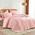 thumbnail image 1 of Davulos Queen Size Comforter Set 7 Piece Bed in a Bag for All Season,Grid Pinch Pleat Comforter with Sheet for Women Teen,Soft Microfiber Complete Bed Set, 1 of 8