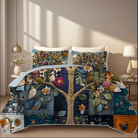 Davulos Quilts King Size, 3 Pieces Soft Quilt Bedding Set Floral King Bedspread for Modern Bedroom,Lightweight Coverlet with 2 Pillow Shams, 110x96 Inch