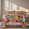 thumbnail image 1 of Davulos Quilts for Queen Bed 3 Pieces Soft Summer Quilt Lightweight Microfiber Bedspread Floral Pattern Coverlet for All Season(1 Quilt, 2 Pillow Shams), 1 of 8