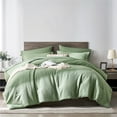 thumbnail image 1 of Davulos Sage Green Comforter Set ,7 Piece Bed in a Bag Queen Size Soft Microfiber Waffle Weave Textured Complete Bedding Set, 1 of 7