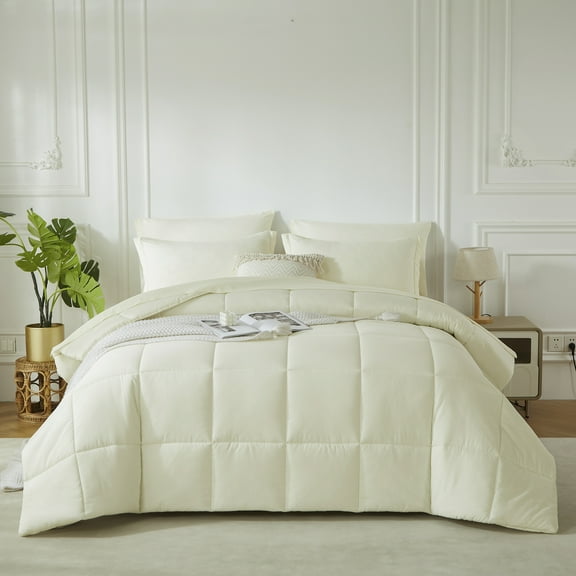 Davulos Twin Comforter Set 5 Pieces Bed in a Bag All Season Twin Size Bedding Sets with Comforter, Flat Sheet, Fitted Sheet, Pillowcases, Pillow Shams,White