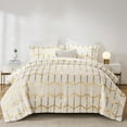 thumbnail image 1 of Davulos Twin Comforter Set White,5 Pieces Bed in a Bag Geometric Bed Sets Luxury Golden Stripe Bedding Set with Comforters,Sheets,Pillowcases & Shams, 1 of 9