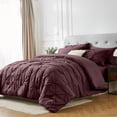 thumbnail image 1 of Davulos Twin Comforter Set with Sheets Dusty Plum,5 Pieces Pintuck Bed in a Bag Twin Bed Set for Man Women Pinch Pleat Bedding Set All Season, 1 of 8