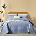 thumbnail image 1 of Davulos Twin Quilt Bedding Set Blue Soft Lightweight Bedspread 68"x85" with Leaf Pattern Microfiber Bed Coverlet Quilt Bedding Set for All Season (1 Quilt,1 Sham), 1 of 8