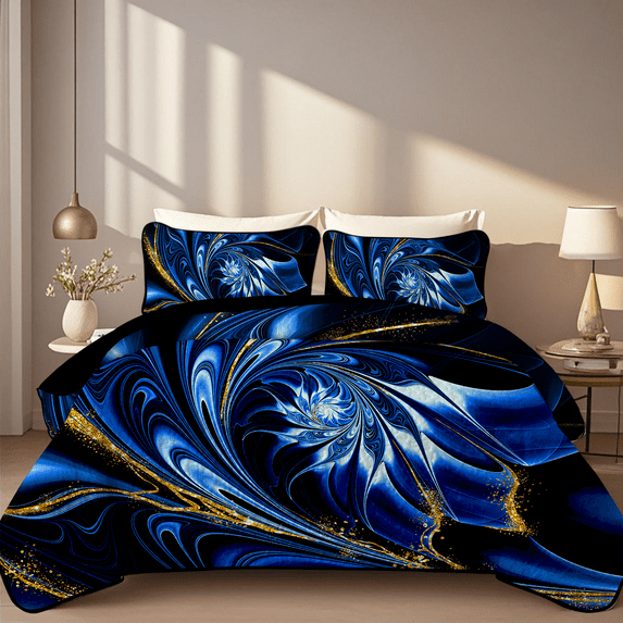 Davulos Twin Quilt Bedding Set with Pillow Sham, 2 Pieces Modern Art Floral Bedspread Reversible Lightweight Coverlet Sets for Bedroom Bed Decor