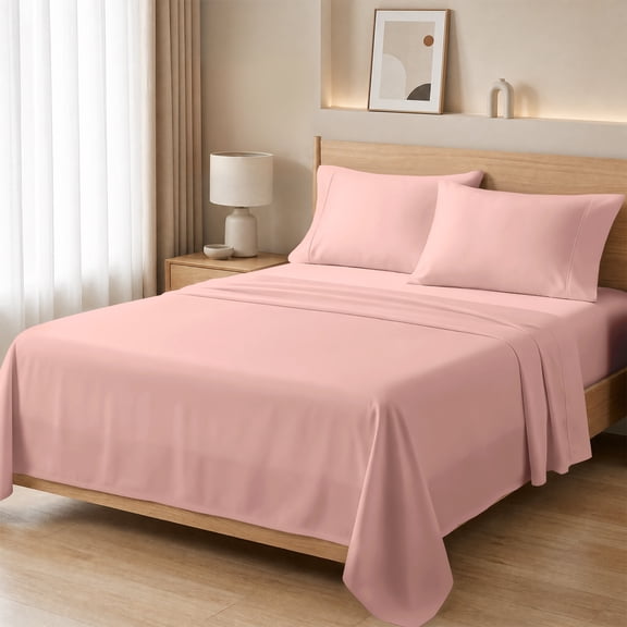 Davulos Twin Size 3 Piece Sheet Set Pink,Breathable & Cooling Bed Sheets Set All Season,Hotel Luxury Bedding for Women Men,Wrinkle Fade Stain Resistant