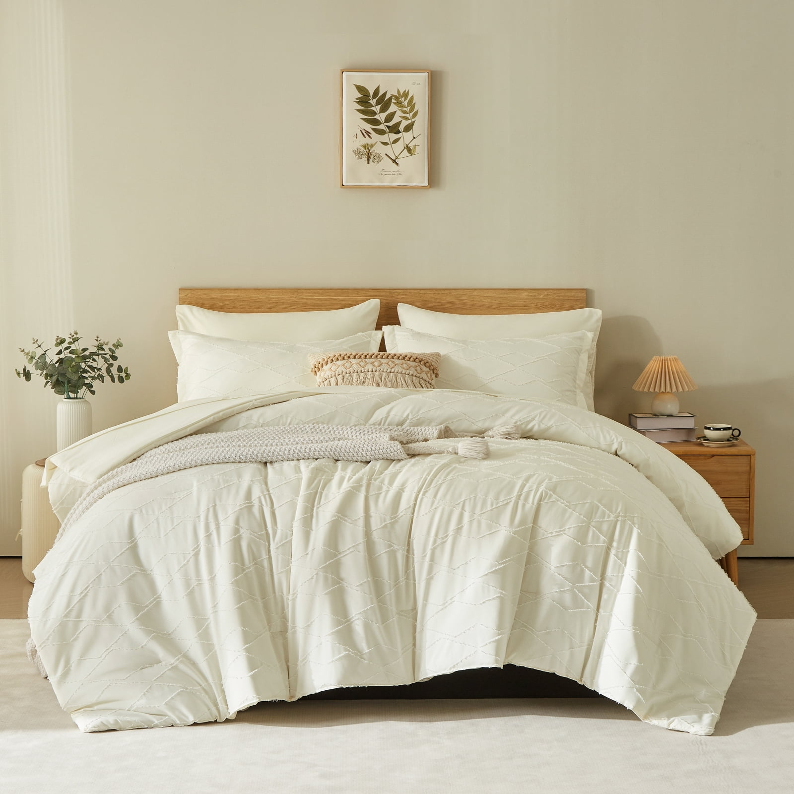 Davulos White Comforter Set King Size 7 Pieces Boho Bed in a Bag King ...
