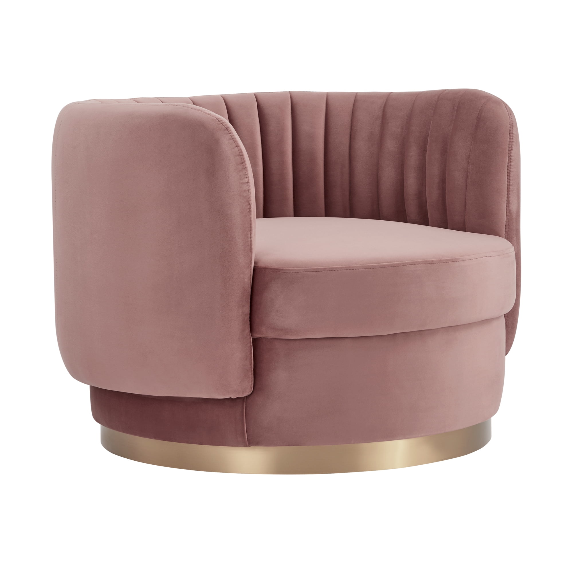 Davy Blush Velvet Swivel Accent Chair with Gold Base